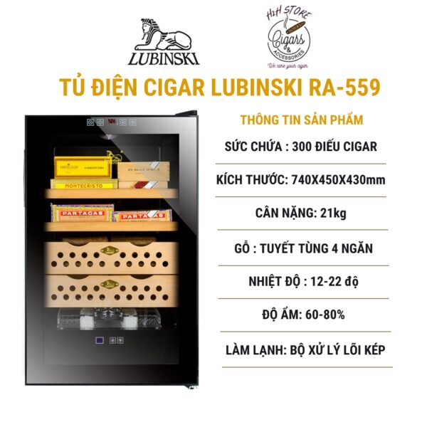 Tủ điện bảo quản xì gà Lubinski - RA559 - Tủ điện cigar Lubinski