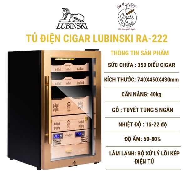 Tủ điện bảo quản xì gà Lubinski - RA222 - Tủ điện cigar Lubinski