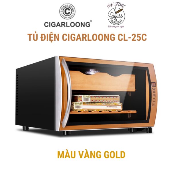 Tủ điện bảo quản xì gà kèm rượu vang Cigarloong CL-25C 25L, 150 điếu điều chỉnh nhiệt độ.