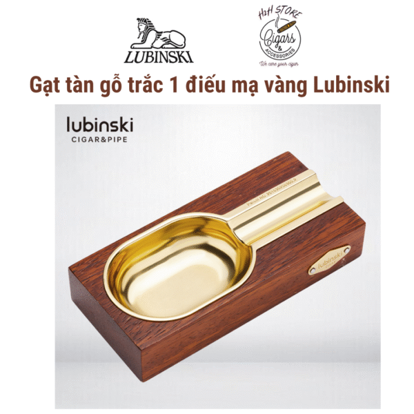 Gạt tàn cigar gỗ trắc 1 điếu mạ vàng Lubinski YJ-072 - H2H Cigar
