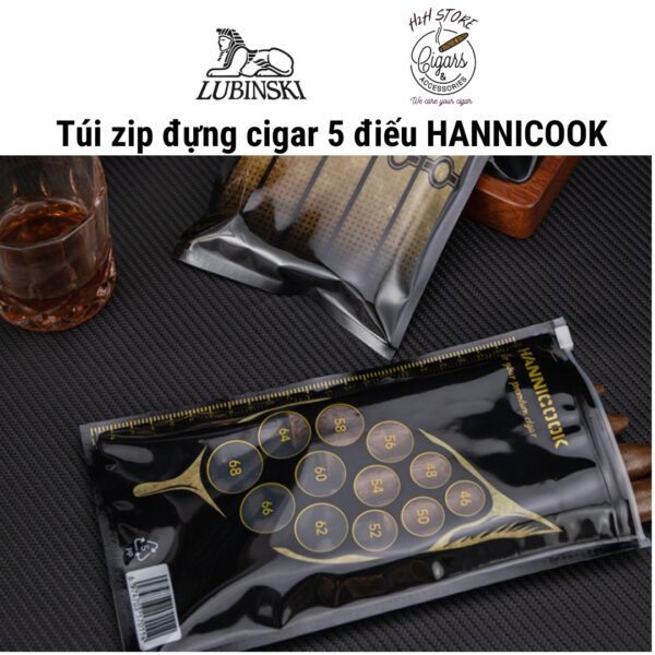 Túi zip đựng cigar, túi bảo quản cigar 5 điếu Hanicook