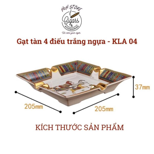 Gạt tàn cigar 4 điếu, trắng ngựa chất liệu sứ - H2H Store