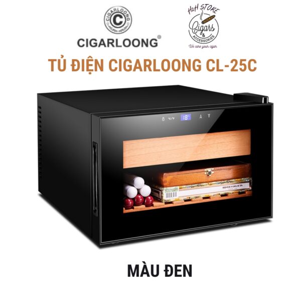 Tủ điện bảo quản xì gà kèm rượu vang Cigarloong CL-25C 25L, 150 điếu điều chỉnh nhiệt độ.