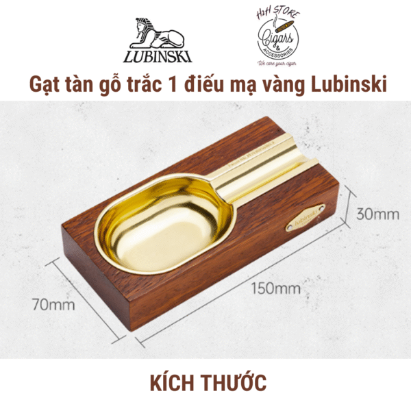 Gạt tàn cigar gỗ trắc 1 điếu mạ vàng Lubinski YJ-072 - H2H Cigar