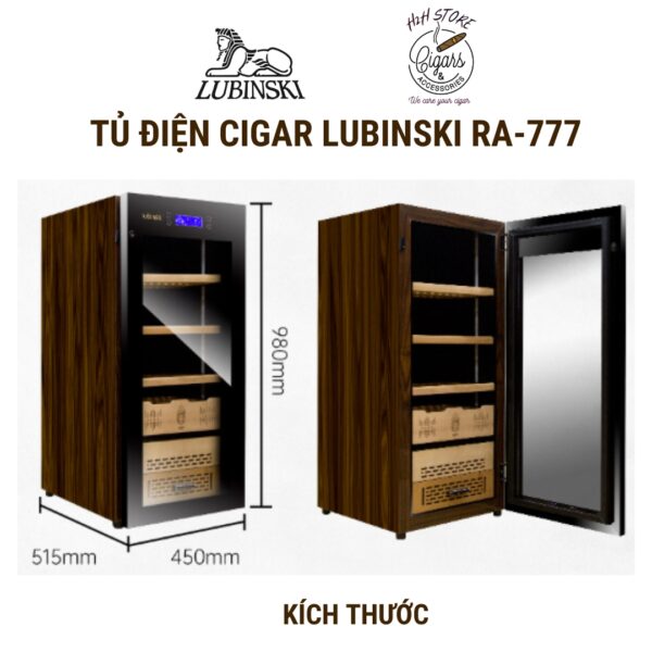 Tủ điện bảo quản xì gà Lubinski RA- 777, Tủ điện cigar Lubinski RA-777