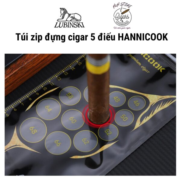 Túi zip đựng cigar, túi bảo quản cigar 5 điếu Hanicook