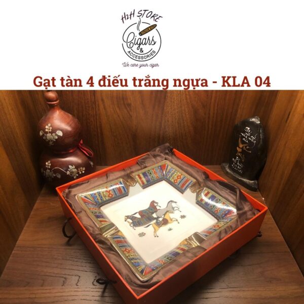 Gạt tàn cigar 4 điếu, trắng ngựa chất liệu sứ - H2H Store