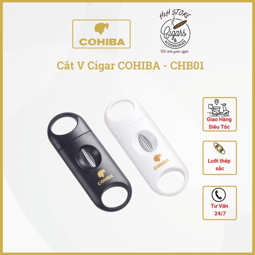 Cắt V xì gà, Cắt cigar nhựa lưỡi thép COHIBA - H2H Phụ Kiện Cigar