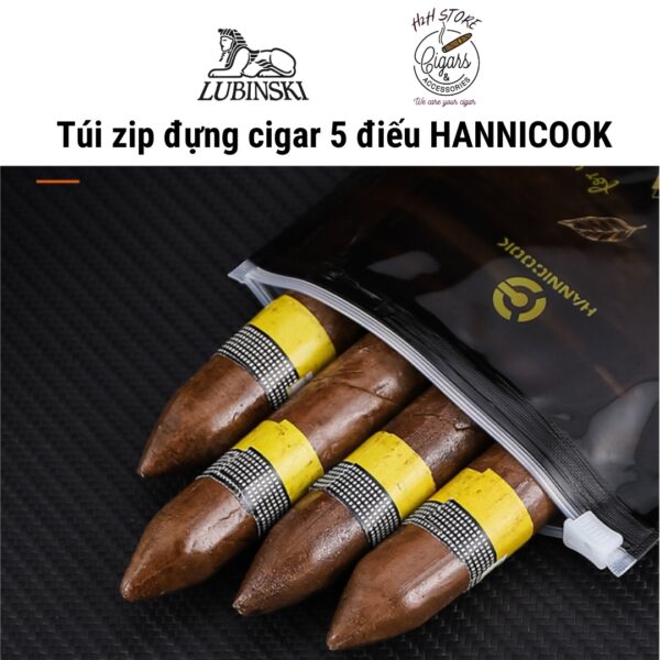 Túi zip đựng cigar, túi bảo quản cigar 5 điếu Hanicook