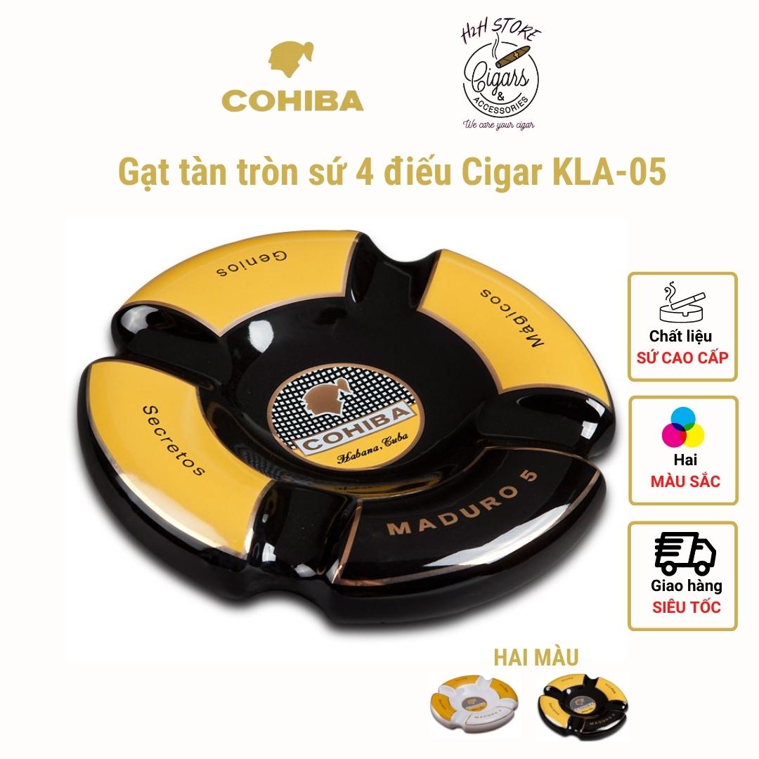 Gạt tàn cigar, gạt tàn xì gà chất liệu sứ 4 điếu - tròn cao cấp COHIBA - KLA 05 - H2H Store
