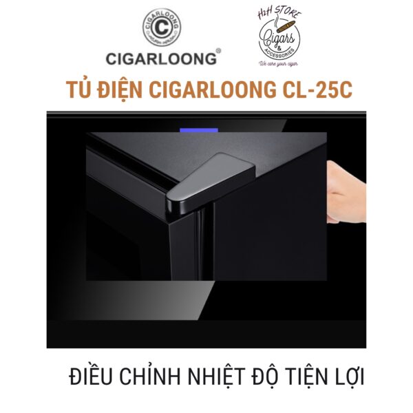 Tủ điện bảo quản xì gà kèm rượu vang Cigarloong CL-25C 25L, 150 điếu điều chỉnh nhiệt độ.