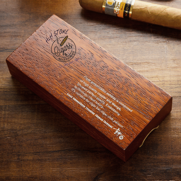 Gạt tàn cigar gỗ trắc 1 điếu mạ vàng Lubinski YJ-072 - H2H Cigar