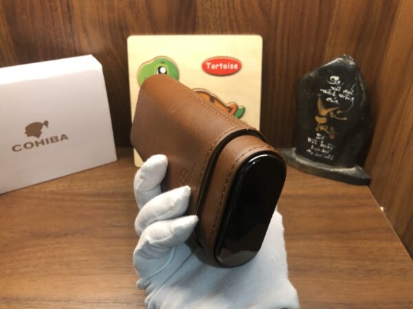 Bao da cigar 3 điếu, hộp đựng xì gà kèm cắt thép Hannicook- H2H Store